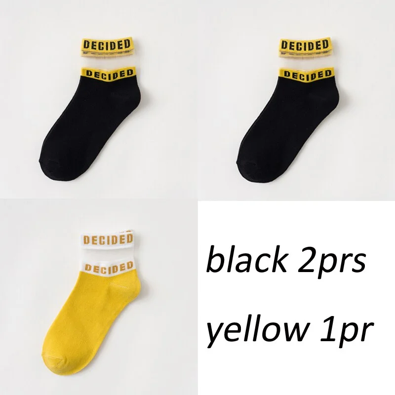 3 pair/set Lot Patchwork Fashion Socks for Girls Women Comfortable Letter Sox mix Summer Color Indoor Floor socks Cute