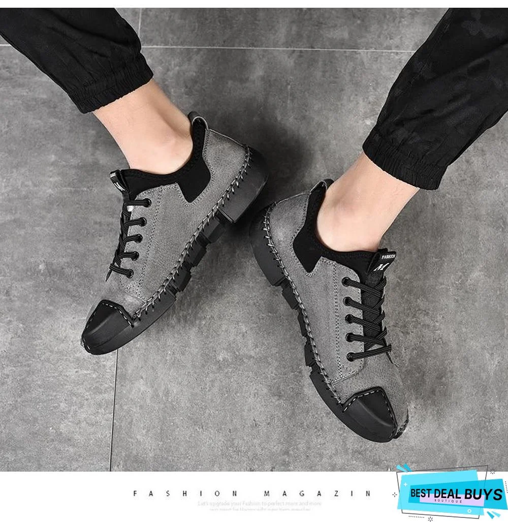 Men Leather Casual Big Size Flats Shoes