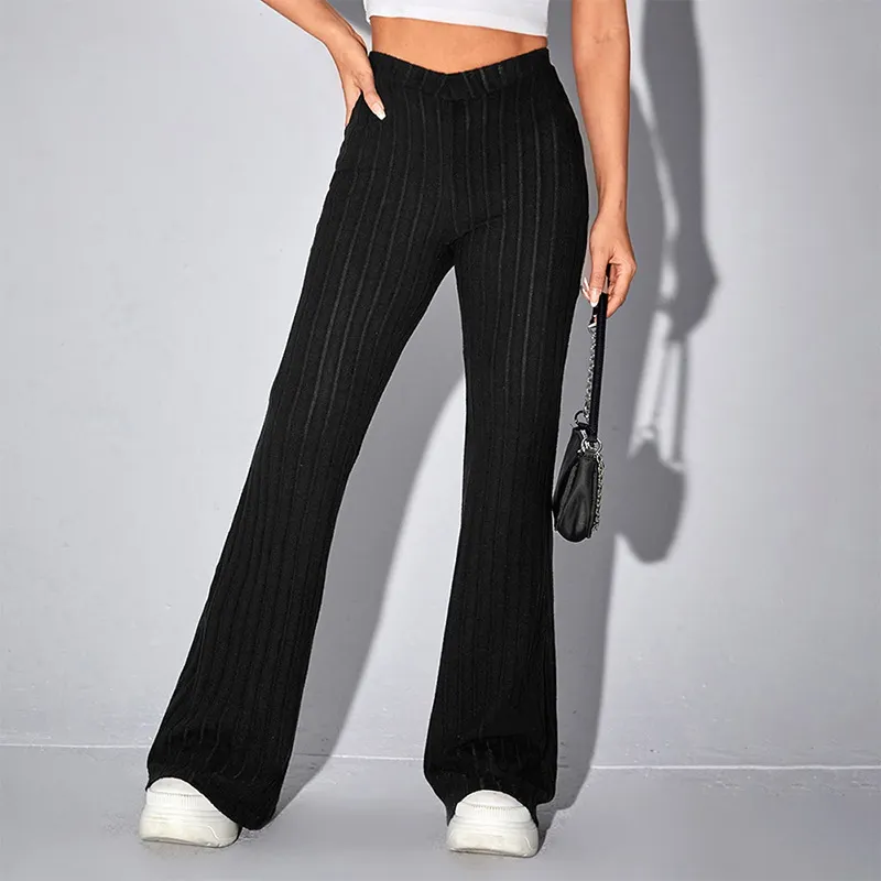Uveng Uveng Women's Clothing 2023 Autumn And Winter New Fashion Pure Color Wide Pit Strip Casual Trousers