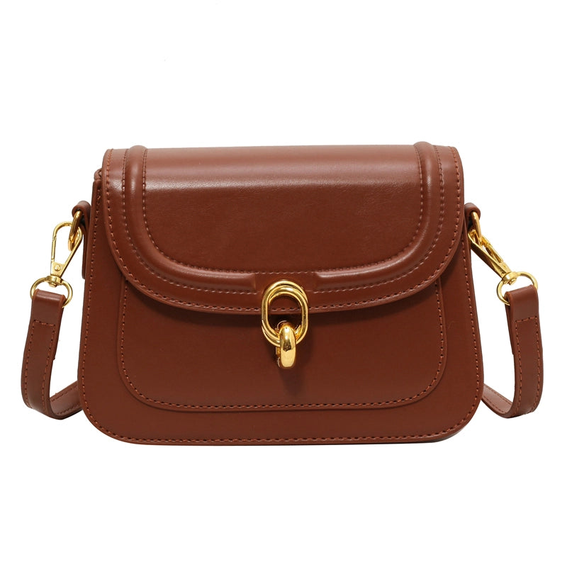 Women’s Pu Leather Solid Color Classic Style Square Lock Clasp Shoulder Bag Crossbody Bag