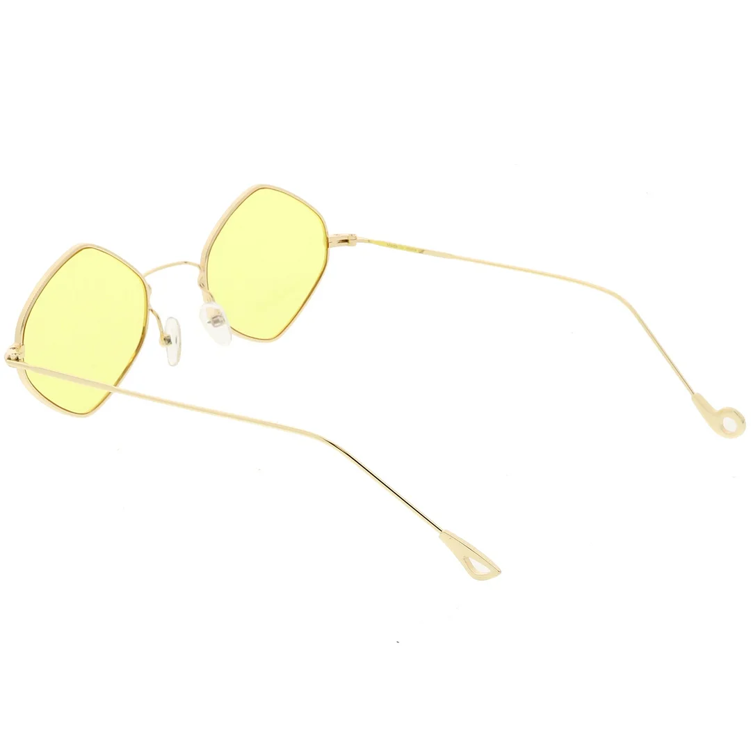 Premium Small Metal Diamond glasses Ultra Slim Arms Color Tinted Flat Lens 51mm