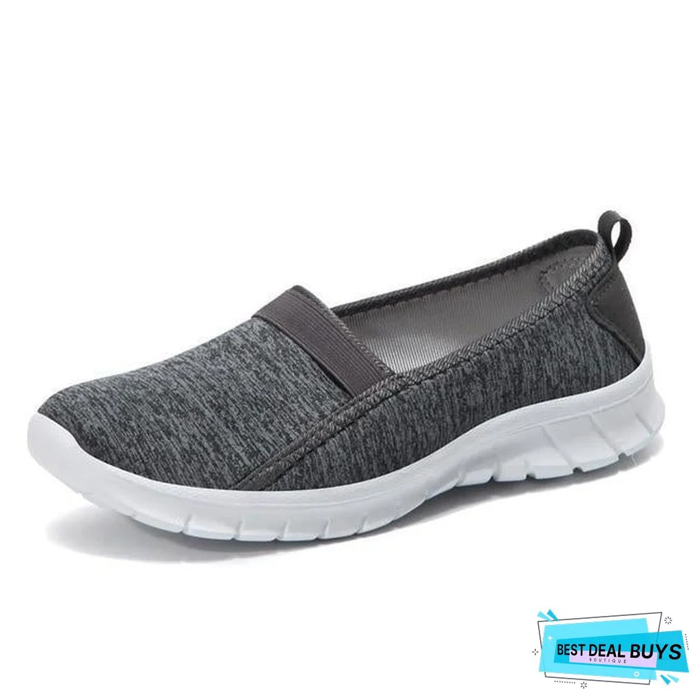 Women Slip On Loafers Plus Size Breathable Mesh Ballet Sneakers Flat Shoes