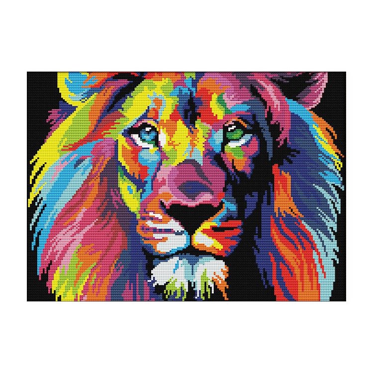Joy Sunday - Color Lion - 14CT 2 Strands Threads Printed Cross Stitch Kit - 40x32cm(Canvas)