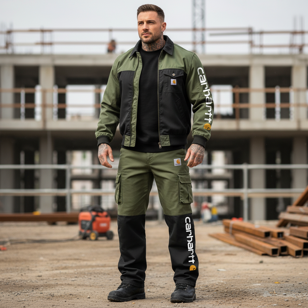 Men's Vintage Outdoor Military Green Black Workwear Cargo Pants