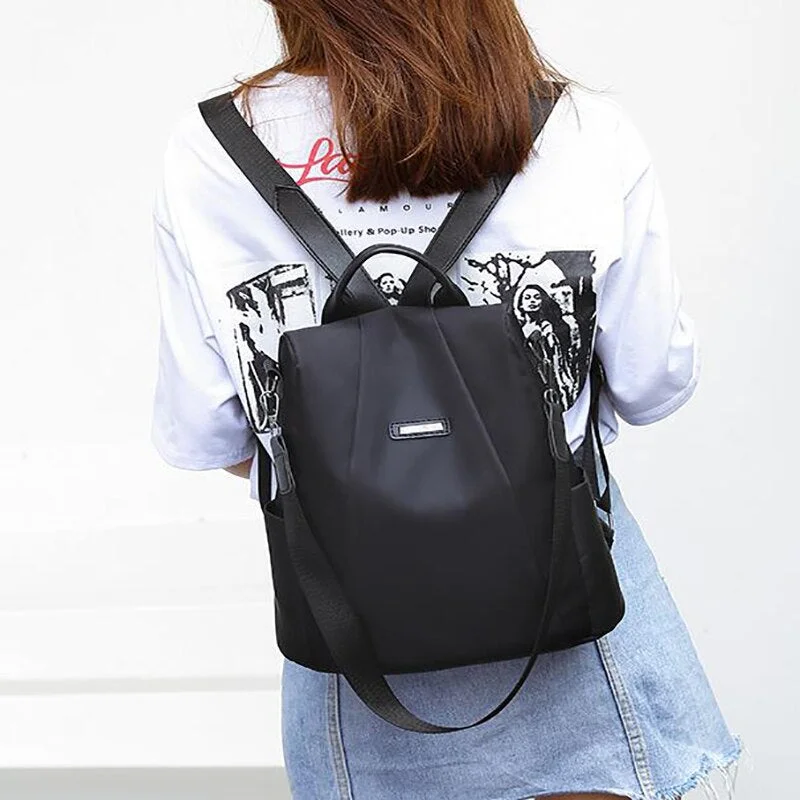 Women Travel Backpack Travel Bag Anti-Theft Oxford Cloth Backpack Black