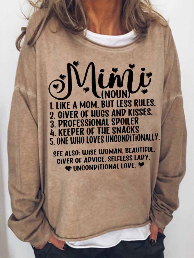 Long Sleeve Crew Neck Mini Like A Mom But Less Rules Giver Of Hugs And Kisses Professional Spoiler Keep Of The Snacks One Who Loves Unconditionally Casual Sweatshirt