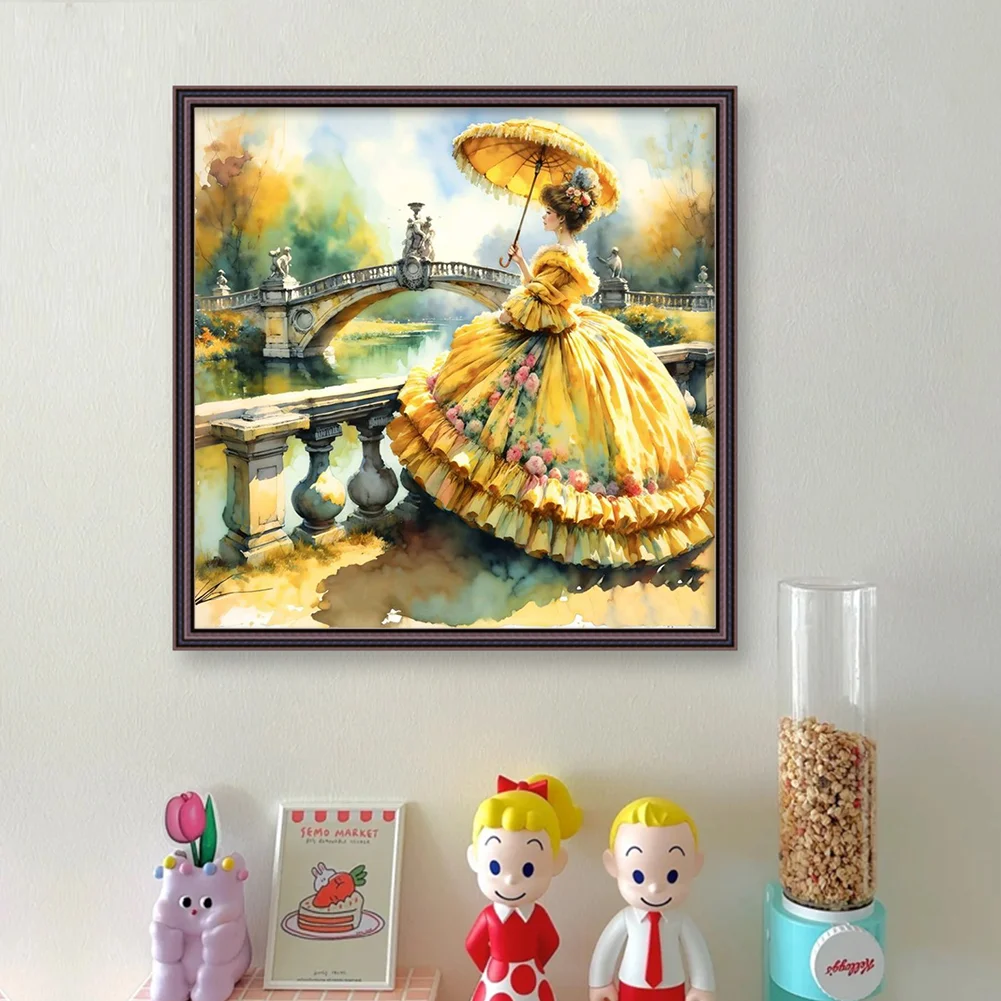 11CT Full Stamped Cross Stitch - Vintage Lady(Canvas|50*50CM)