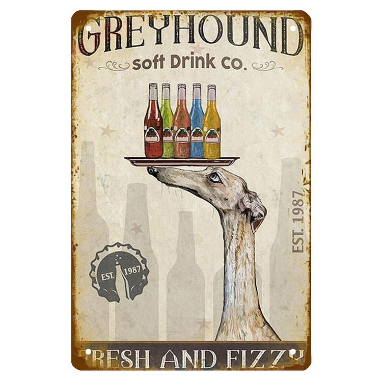 Greyhound Soft Drink Co. - Vintage Tin Signs/Wooden Signs - 7.9x11.8in & 11.8x15.7in