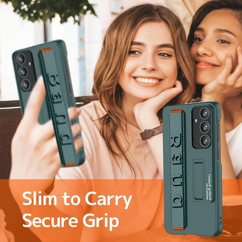 Suitable for S26 Ultra phone case, ultra-thin stand, elastic wrist strap, precision hole, shockproof protective case