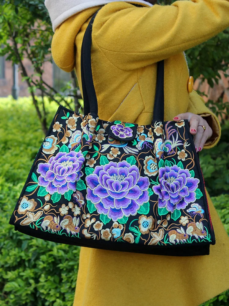Vintage Elegant Peony Tree Pattern Handbag Clutches Bag