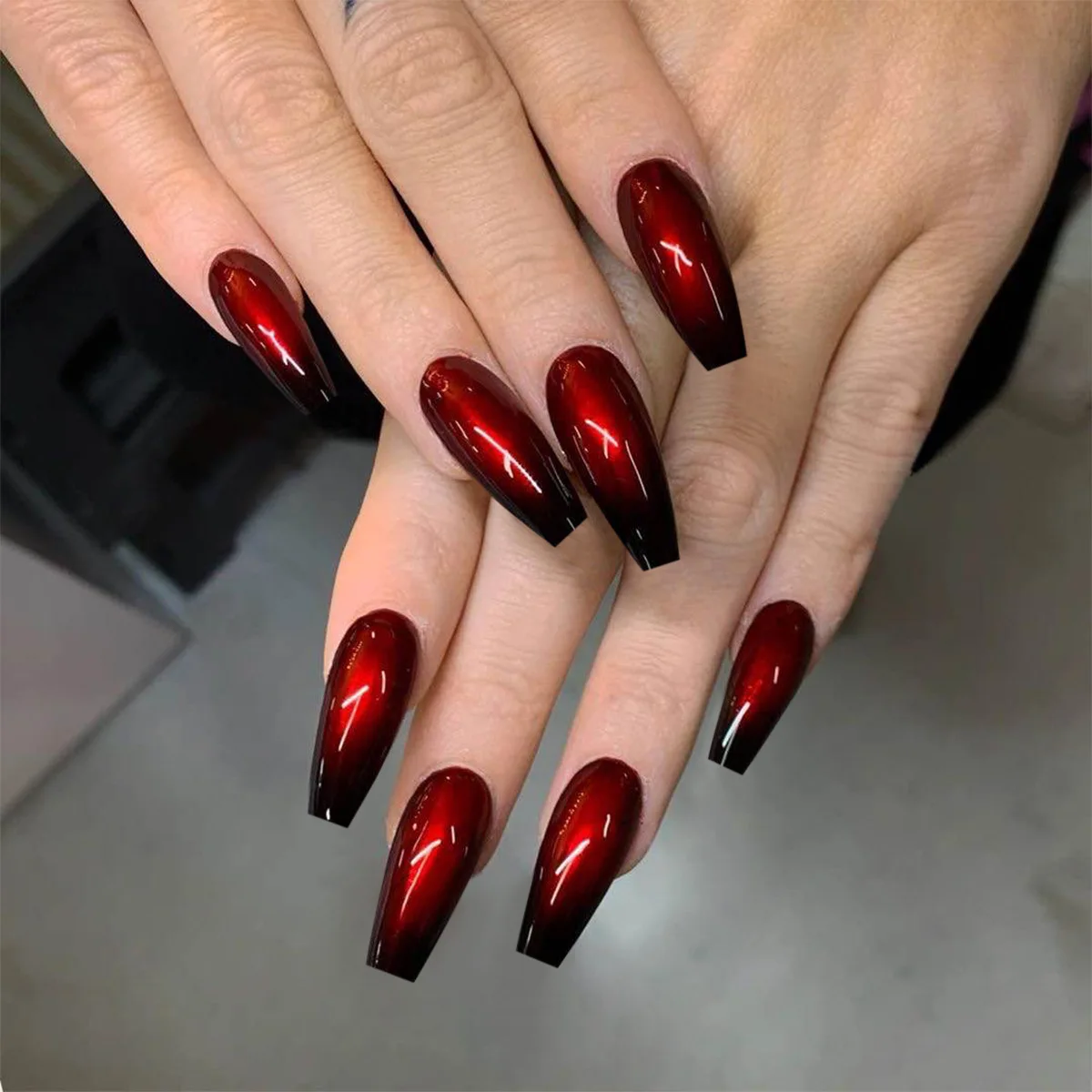 Damokan 24pcs Red Ballet Coffin Nails – April Nails Design  