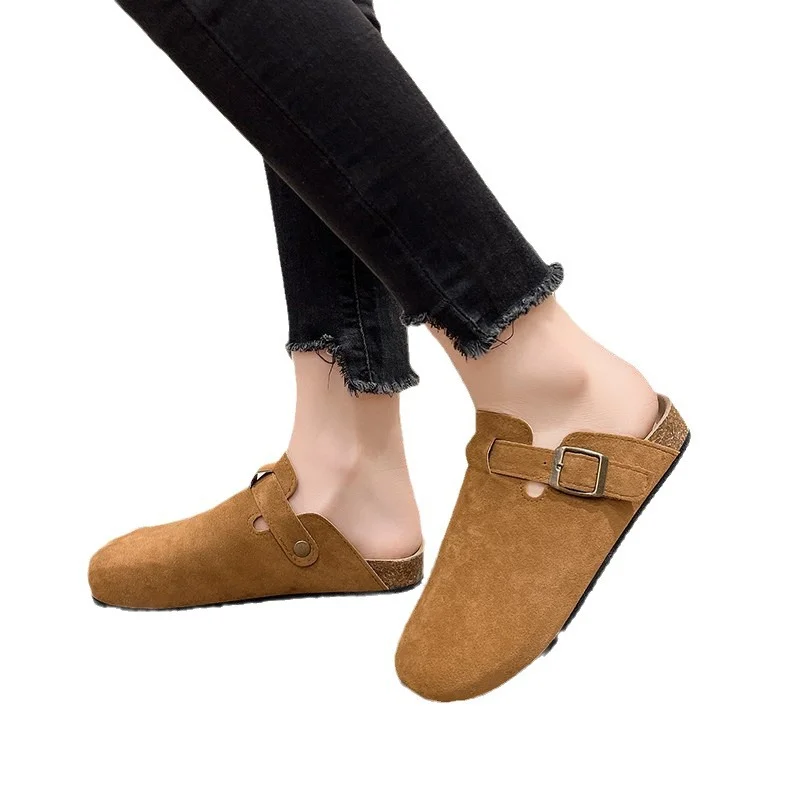 Breakj Breakj Head Slippers Female Couple Softwood Tug Wish Large Size Roman Shoes Casual Half-Dragging Lazy Shoes