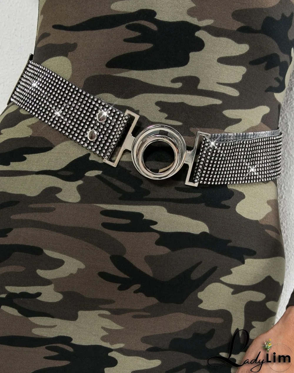 Women Shiny Black Chain Waistband Belt