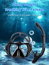 Anti-Fog Goggles Diving Mask Snorkeling Breath Tube Set for Adult (Black M)