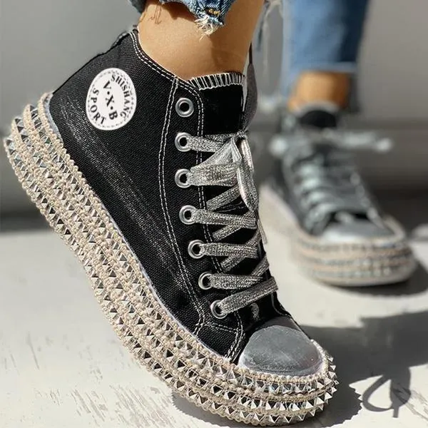 TAVIMART  -  Retro Butterfly Embroidery Wedges Ankle Boots Women Fashion Rivet Sewing Lace Up Mid Calf Boots Luxury Cozy Brand Designer Boots main image 0