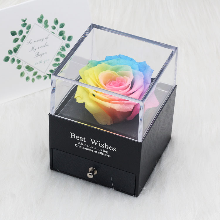 Tegooe DuHouse Forever Roses Preserved Real Flowers in Glass Dome Eternal Flower Gift for Her Valentines Day Anniversary B...
