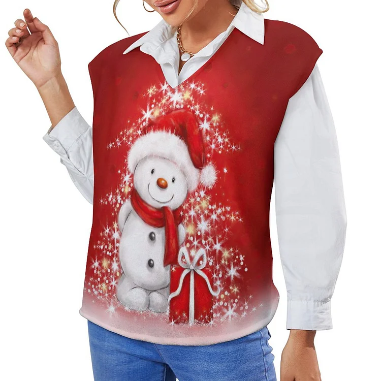 Personalized Design Women's Off Shoulder Sweater Vest Christmas