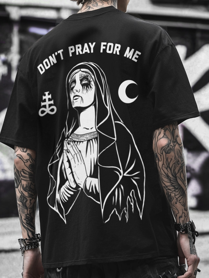 Shoptechwear Art Satanic "Don't Pray For Me" Nun Oversized Unisex Casual T-shirt