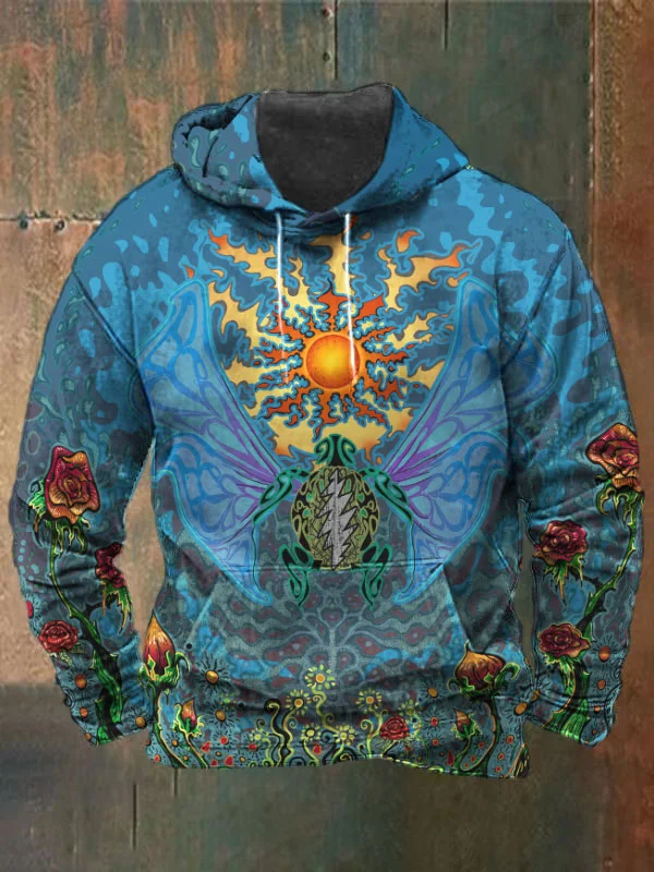 Unisex Sun Terrapin Rose Print Heavyweight Hoodies