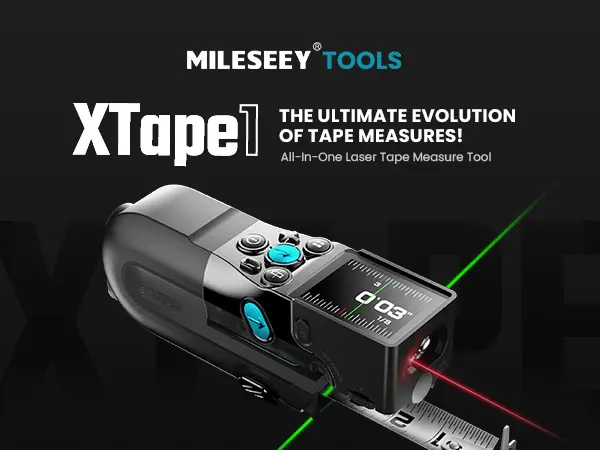 Product Introduction of Mileseey XTAPE1 Digital Tape Measure. Professional 330Ft Laser Measuring Tool & 12Ft Measuring Tape with Green Laser Extension. Instant Digital Readout. P2P. App Sync. Replaceable Blades Module 2