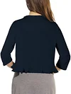 Chic Solid Color Open Front Cardigan with Flirty Ruffle Trim - Lightweight 3/4 Sleeve for Women - Perfect Casual Wear, Spring to Fall Fashion
