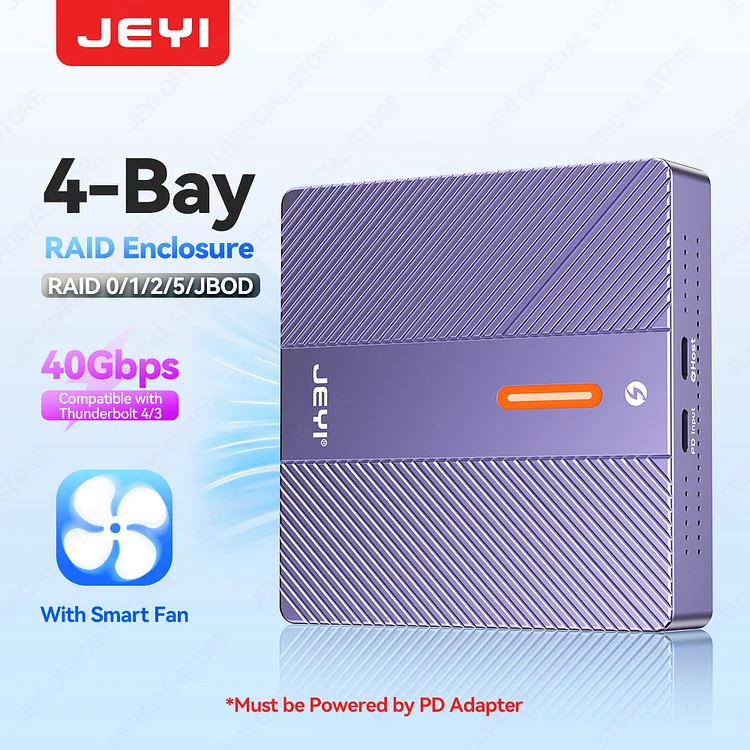 JEYI 4-Bay NVMe RAID Enclosure - Compatible with Thunderbolt 4