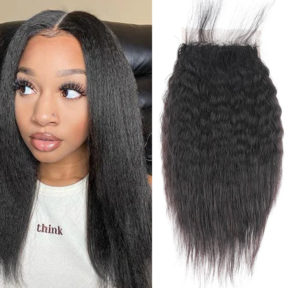  Kinky Straight 12A 4X4 5X5 Transparent Lace Closure Human Hair Closure