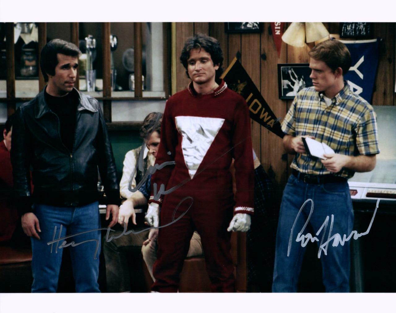 Ron Howard Henry Winkler Robin Williams 8x10 signed Photo Poster painting autographed Pic COA