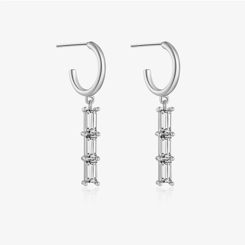 1 Pair 18K Gold Plated White Gold Plated 925 Sterling Silver Geometric Drop Earrings