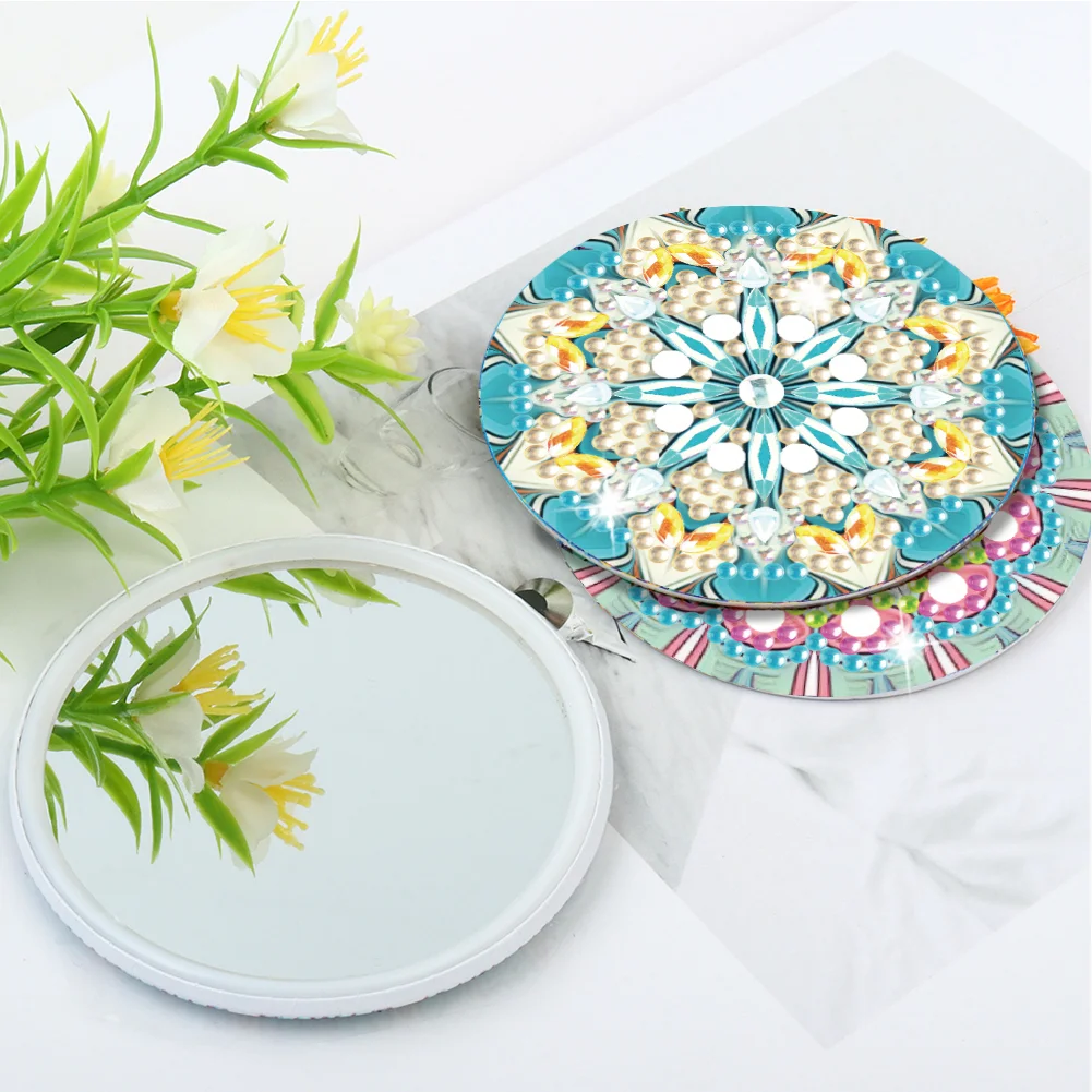 3pcs Diamond Painting Makeup Mirror Portable DIY Datura for Girl