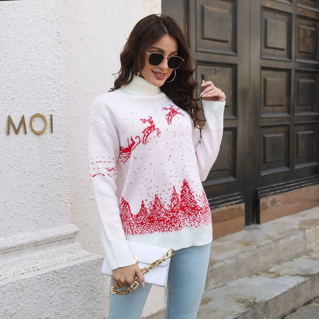 PASUXI Wholesale Christmas Pullover Sweater Female New Loose Snowflake Knitwear Lazy Style Autumn Winter Sweater For Women