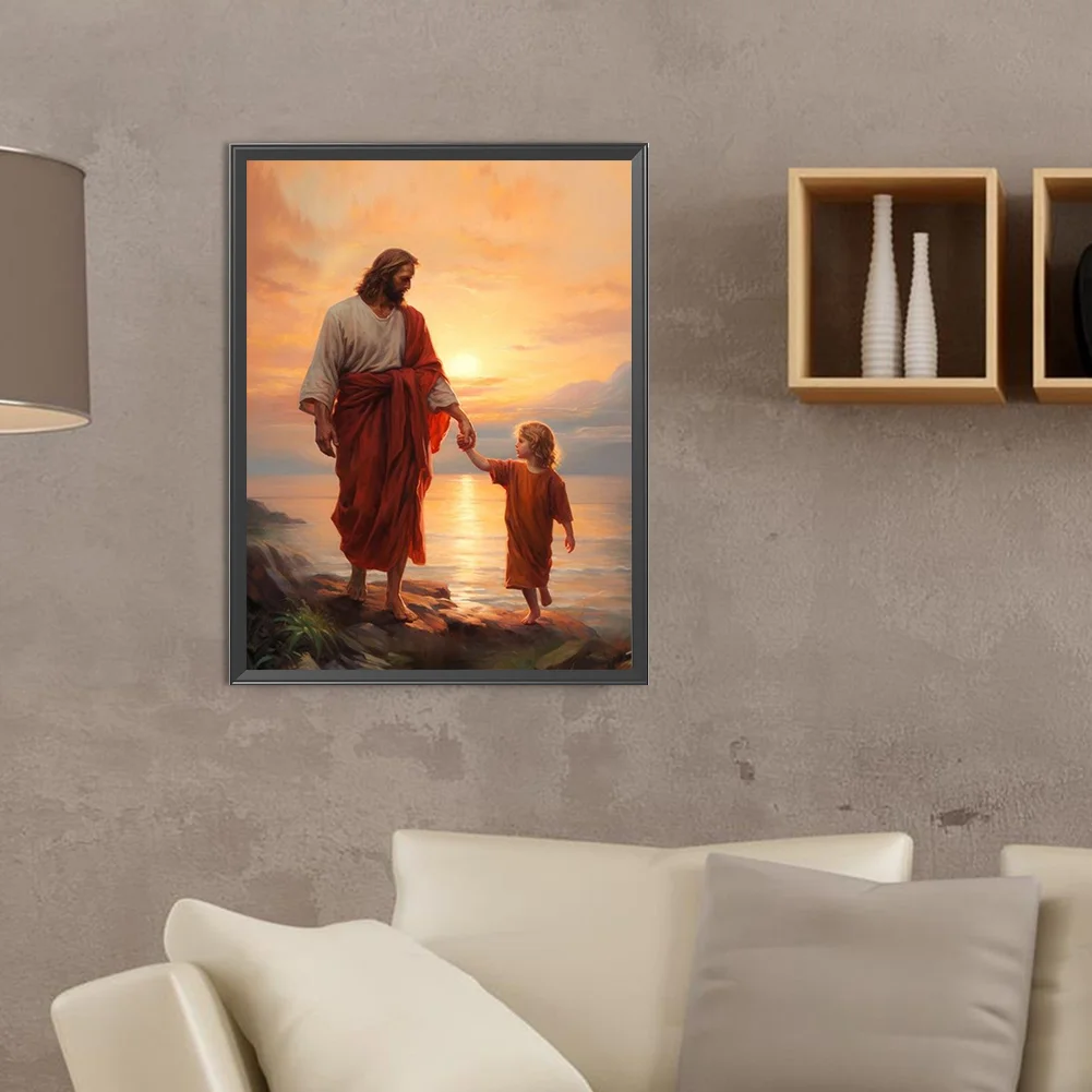 Diamond Painting - Full Round Drill - Sunset Jesus(Canvas|30*40cm)