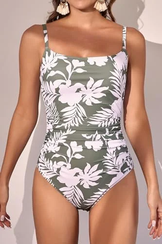 Women's Tummy Control Ruched One Piece Swimsuits