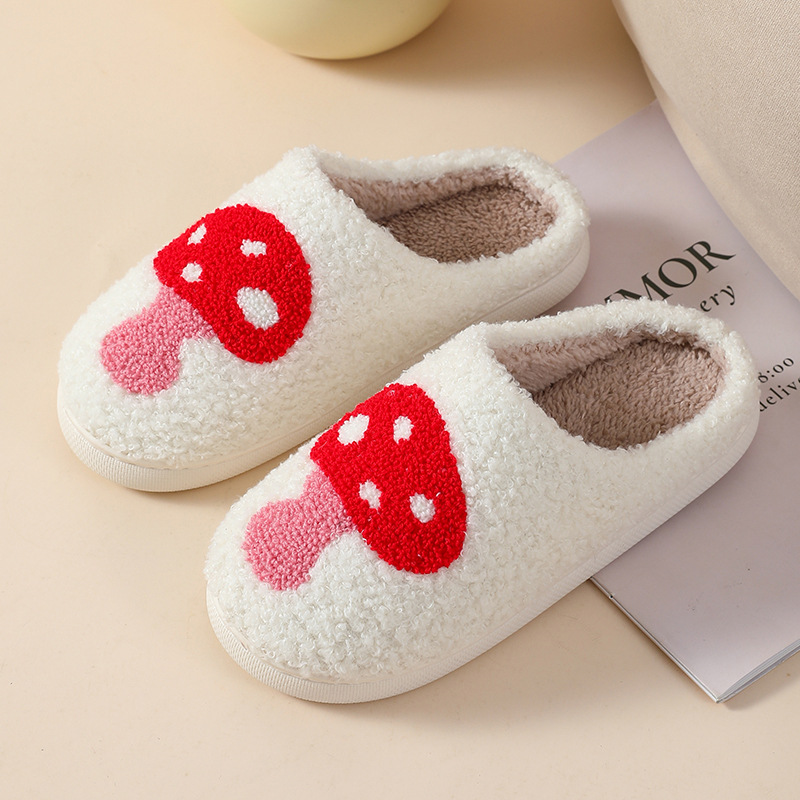 Unisex Mushroom And Heart Cute Home Cotton Slippers