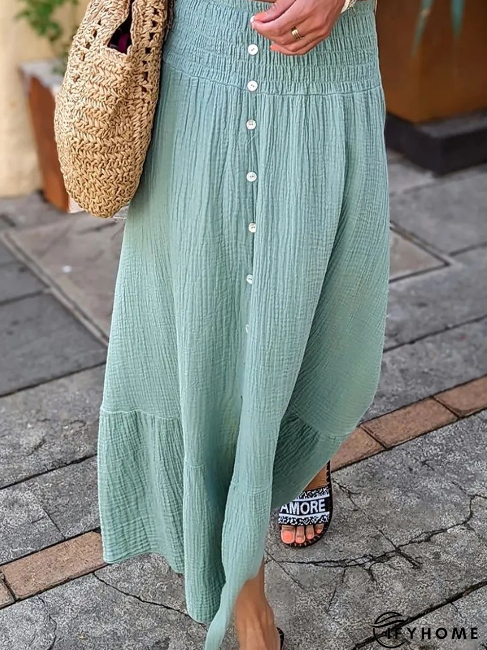 Buckle Plain Casual Skirt | IFYHOME