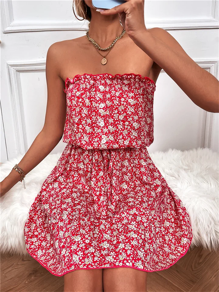 New Hot Selling Sexy Tube Top Floral Dress