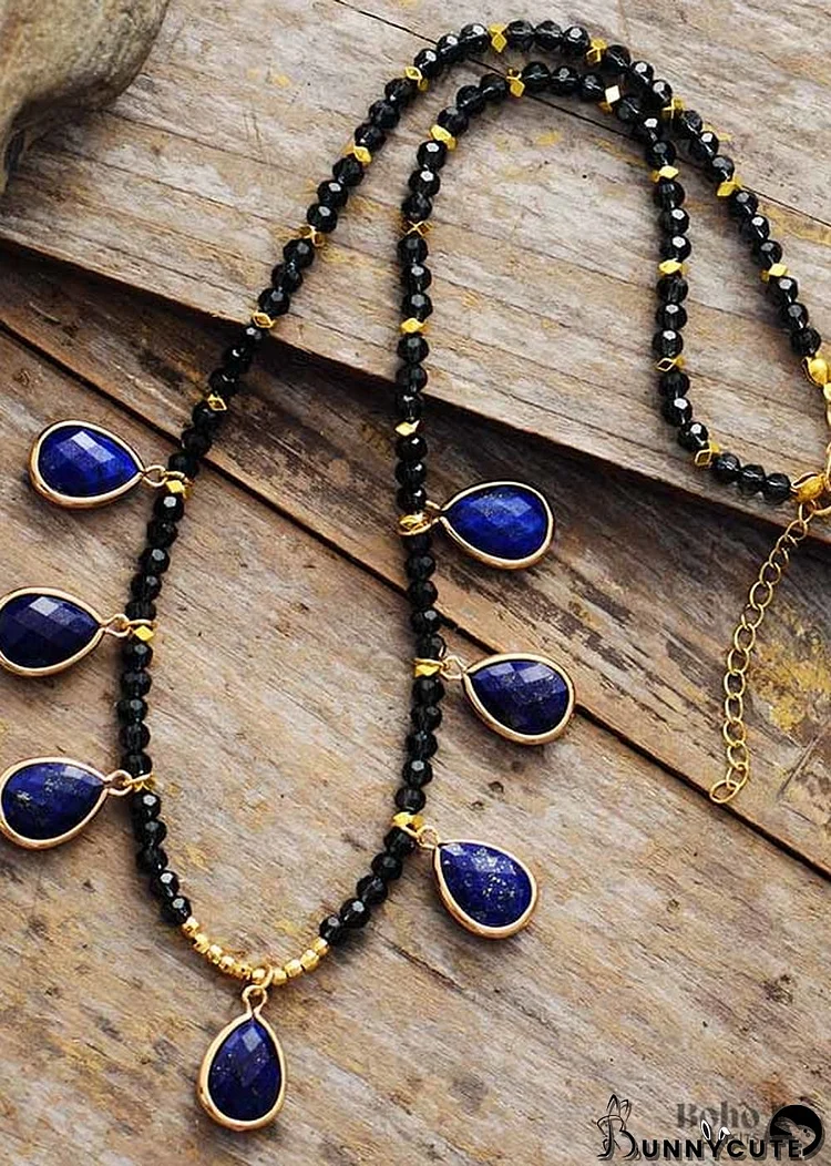 Boho Necklace, Adele Labradorite Teardrop Pendant Necklace