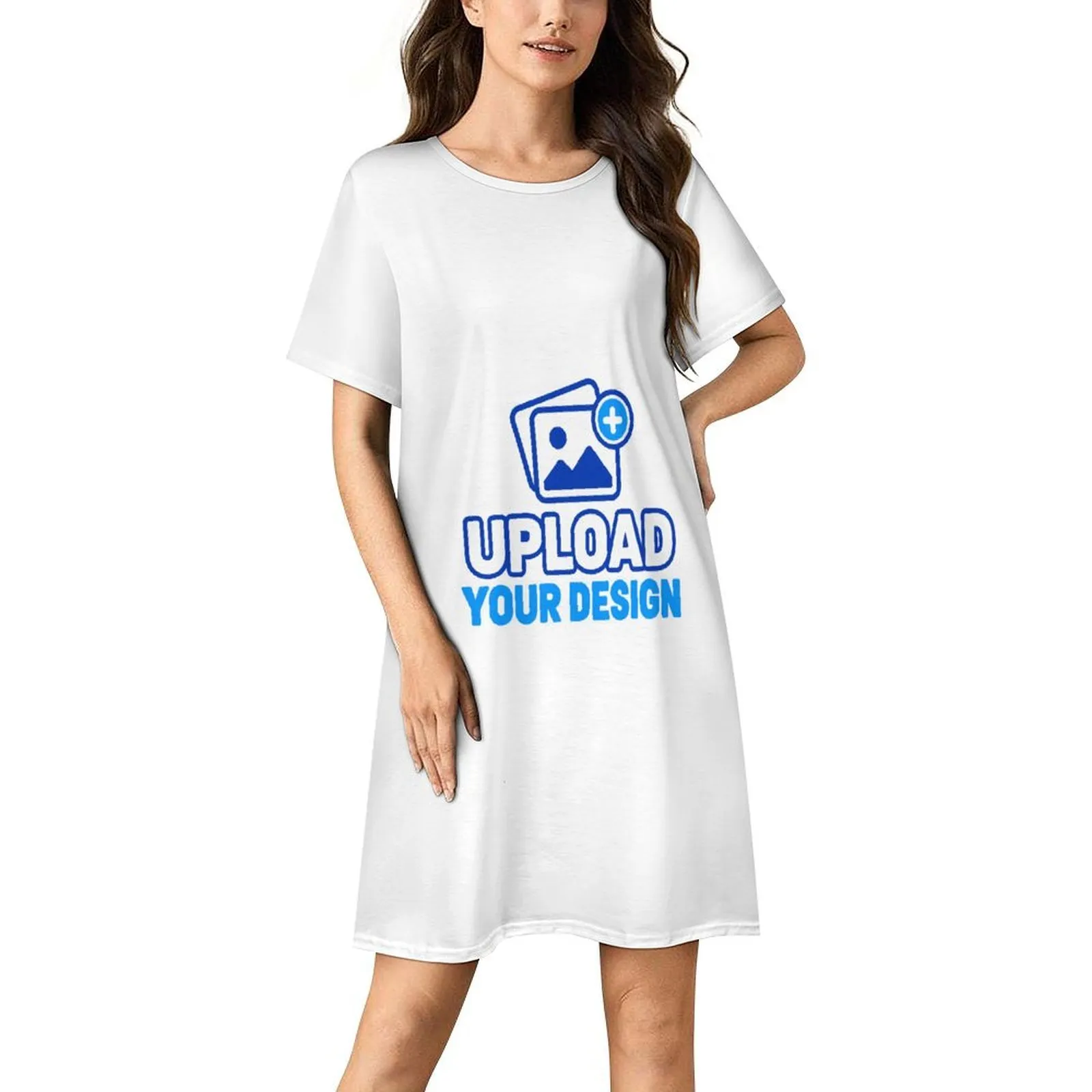 Custom Short-Sleeve Crew-Neck Sleep Shirt Dress product image 8