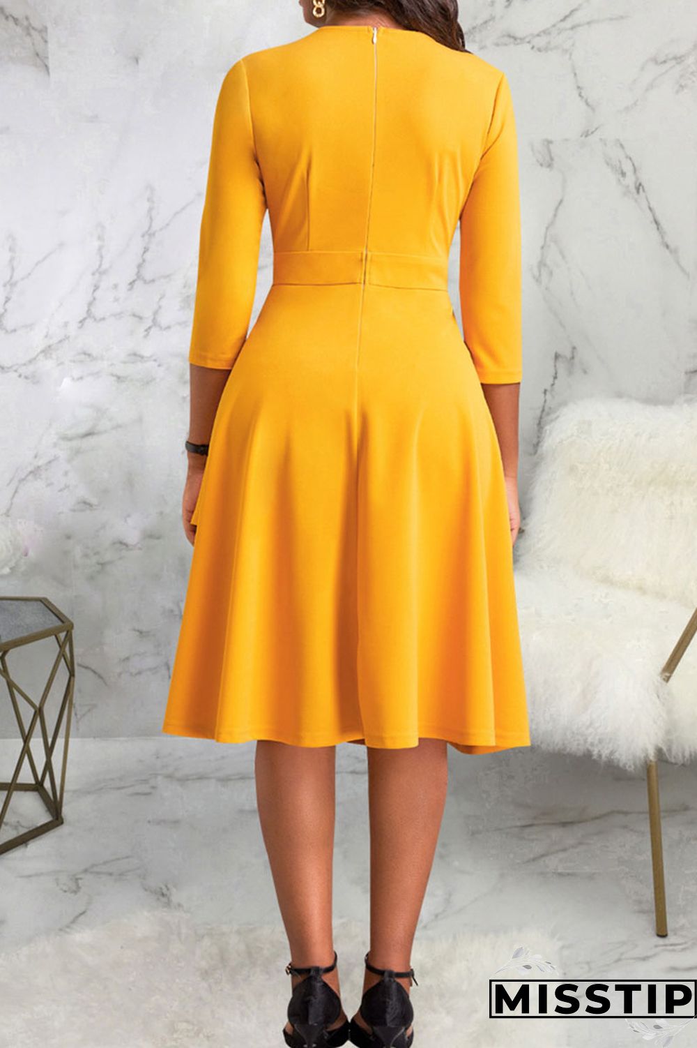 Black Casual Solid Patchwork Buttons O Neck A Line Dresses