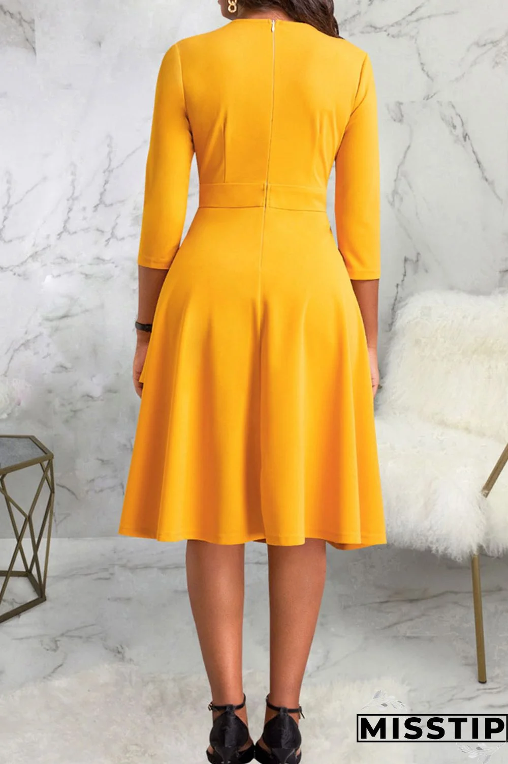 Black Casual Solid Patchwork Buttons O Neck A Line Dresses