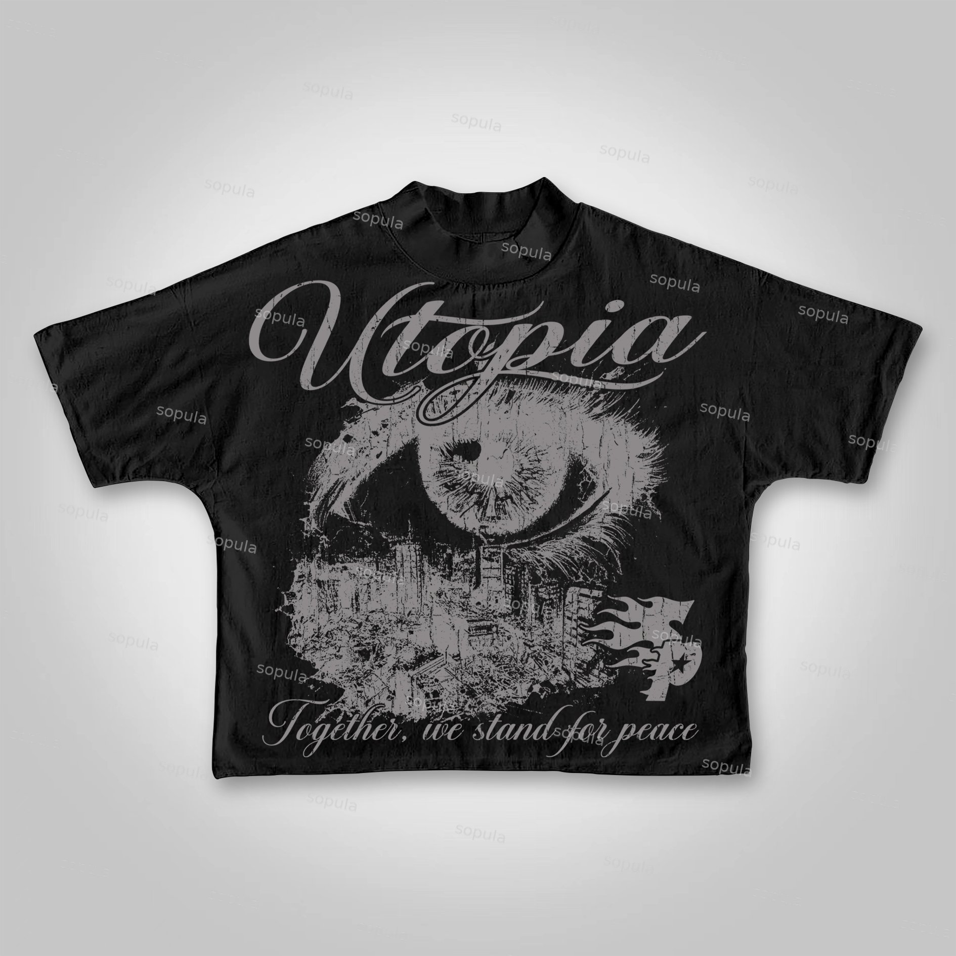 Sopula Utopia Vintage Graphic Cropped T-shirt