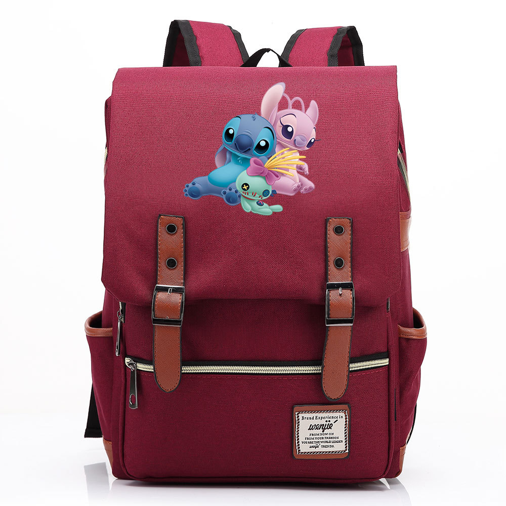 Stylish Lilo & Stitch Square Backpack with Belt Buckle Design - Fits 15-inch Laptop-Mayoulove
