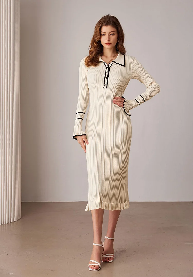 Women's Slim Fit Casual Long Sleeve Sweater Dress