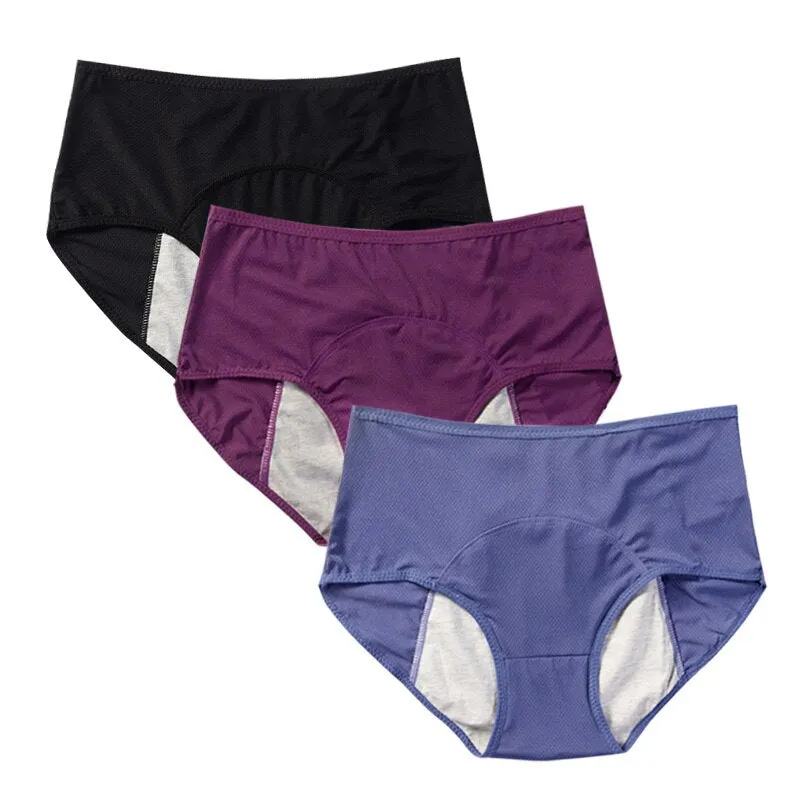 Menstrual Panties Women Sexy Pants Leak Proof Incontinence Underwear Period Proof Cotton High Waist Warm Female Briefs 2/3PCS