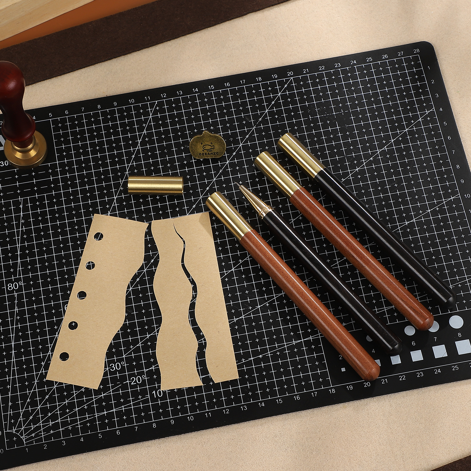 절단 도구 - 빈티지 펜 모양 종이 절단용 나무 손 조각 칼 휴대용