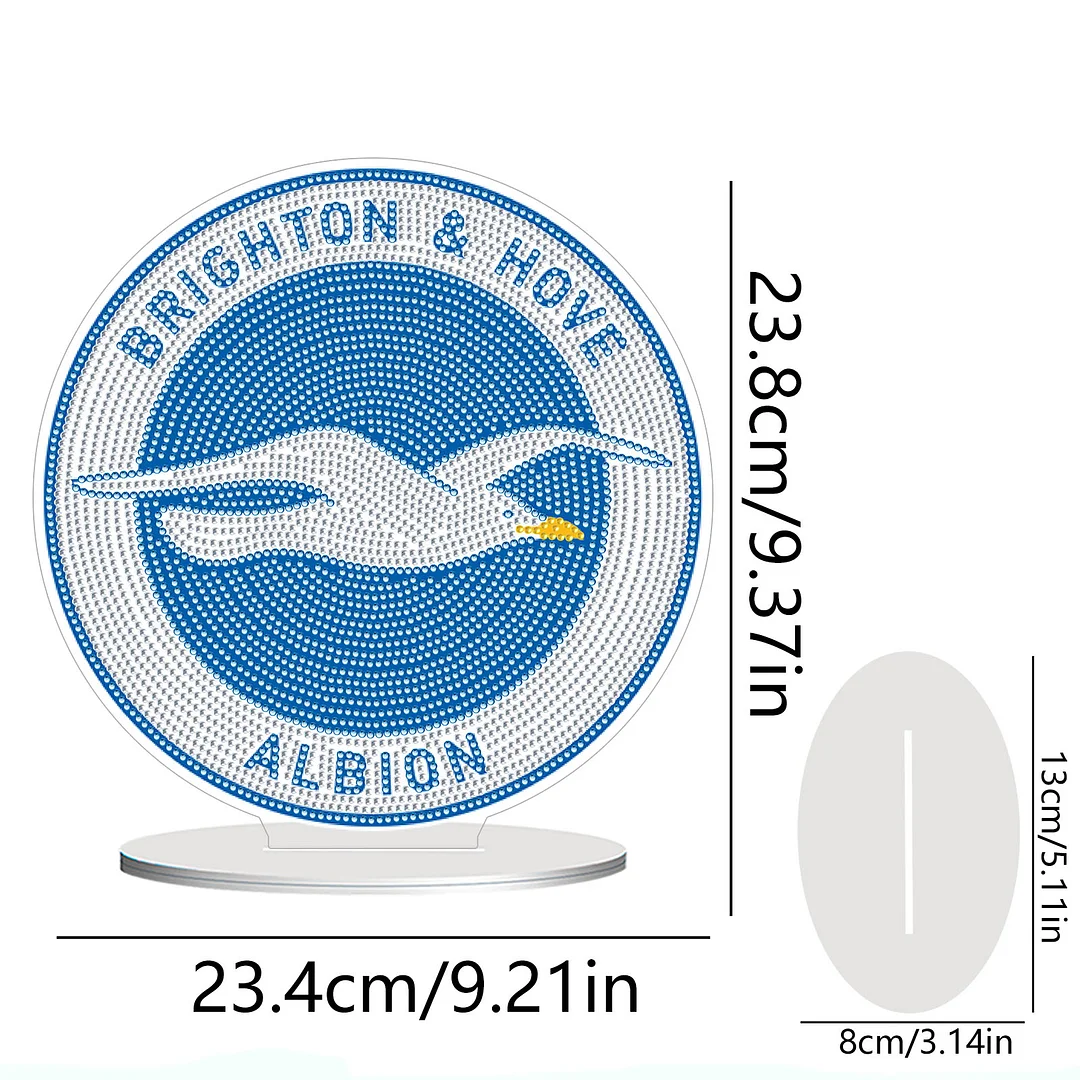 5D DIY Brighton & Hove Albion F.C. Acrylic Special Shape Diamond Painting Desktop Ornaments Stand Up 5D Gem Painting Crafts for Home Office Table Top Decor
