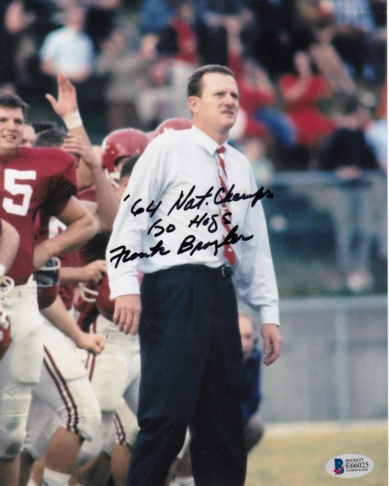 Frank Broyles #1 8x10 Signed 8x10 Photo Poster painting Beckett Arkansas Razotback 090218