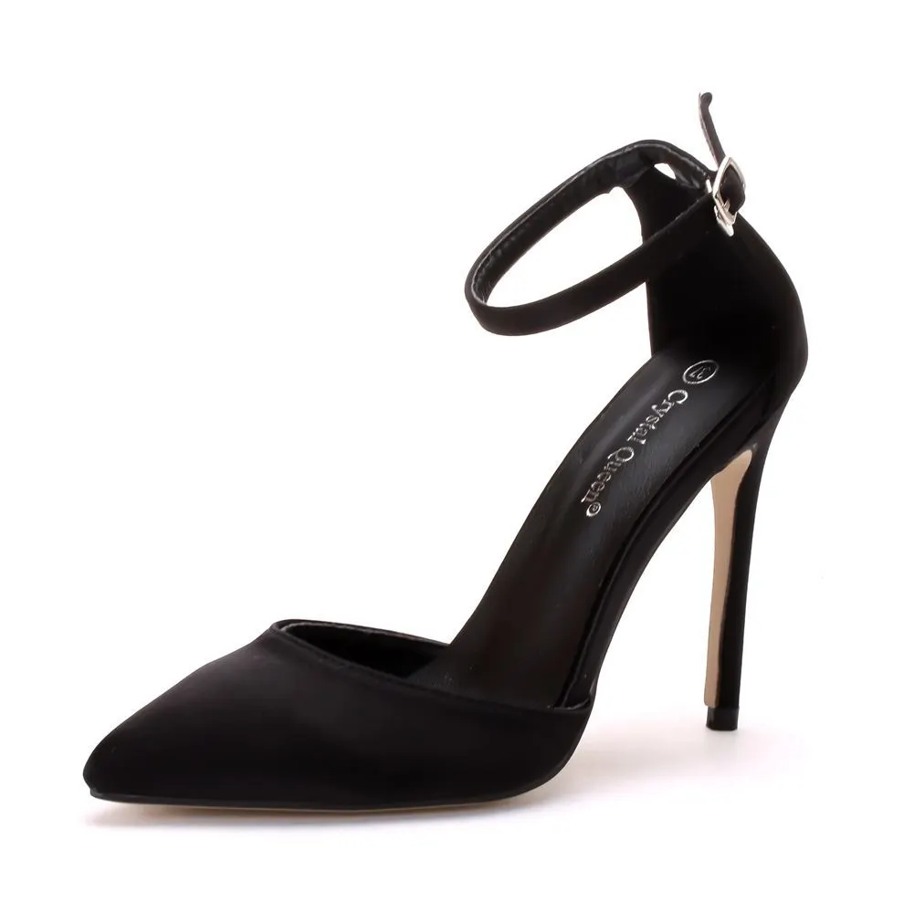 Breakj Breakj Cm Black Satin Noodles In The Air Pointed High-Heeled Sandals Fine High Heel Women Sandals Large Size Sandals