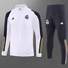 2023/2024 Real Madrid Long Zipped Jacket White Football Jersey Set 1:1 Thai Quality