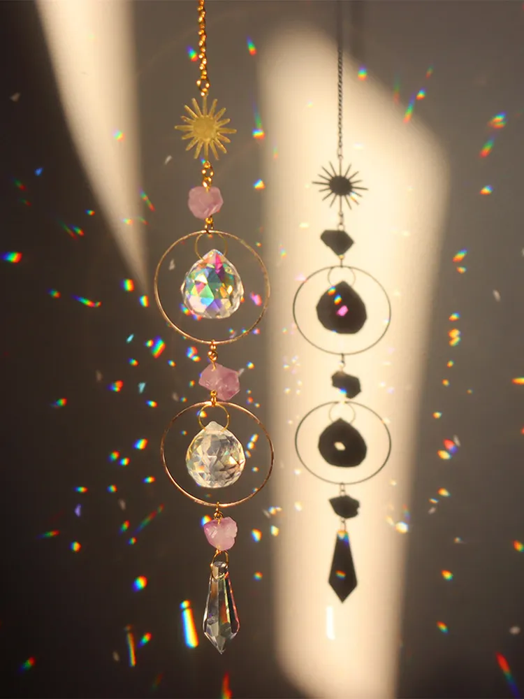 Crystal Wind Chime Star Moon Prism Hanging Pendant Home Garden Decorations